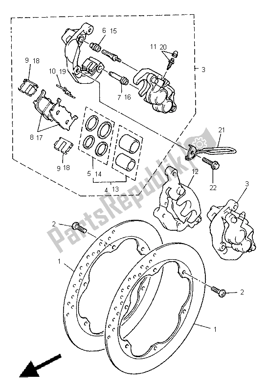 Wszystkie części do Zacisk Hamulca Przedniego Yamaha XJ 900S Diversion 1998