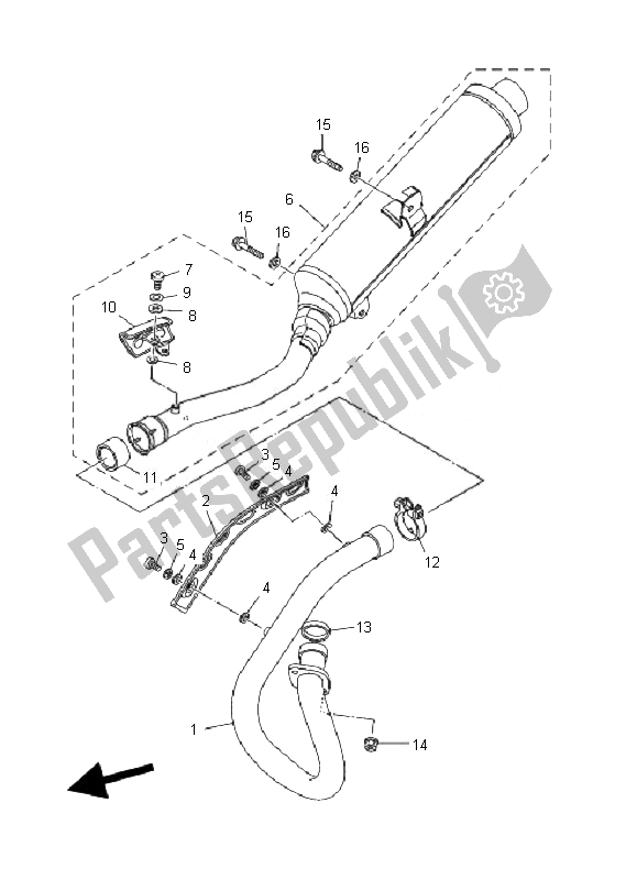 Tutte le parti per il Scarico del Yamaha YFM 350R 2007