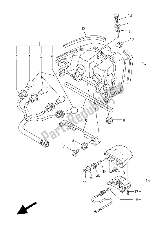 All parts for the Taillight of the Yamaha FJR 1300A 2014