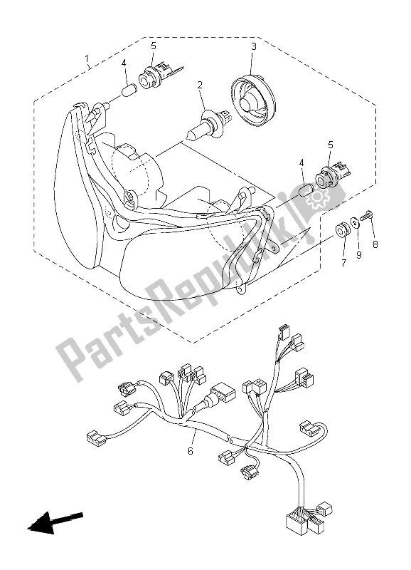 Tutte le parti per il Faro del Yamaha FJR 1300 2004