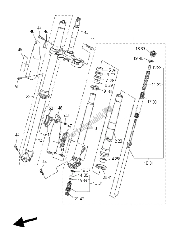 Toutes les pièces pour le Fourche Avant du Yamaha WR 250F 2010