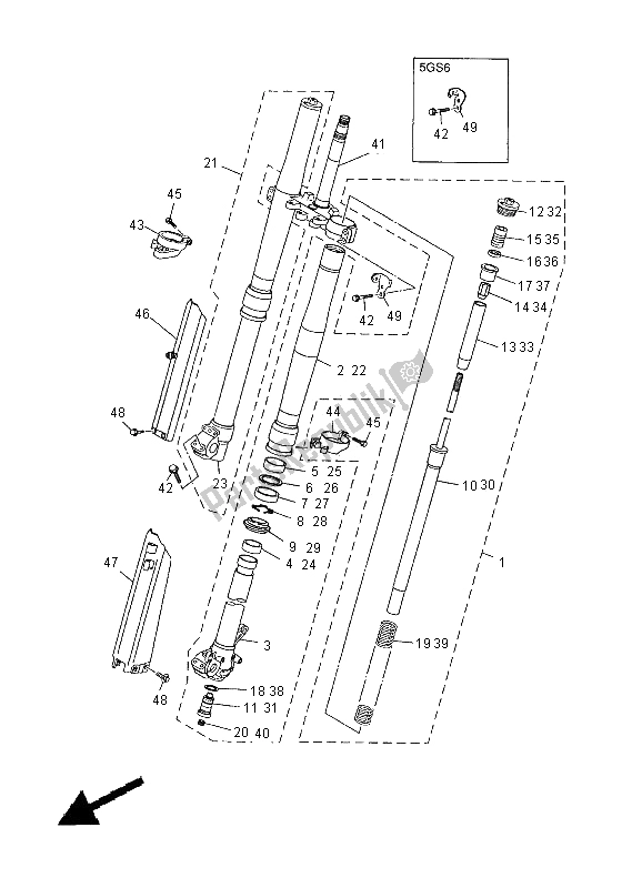 Toutes les pièces pour le Fourche Avant du Yamaha WR 400F 2000