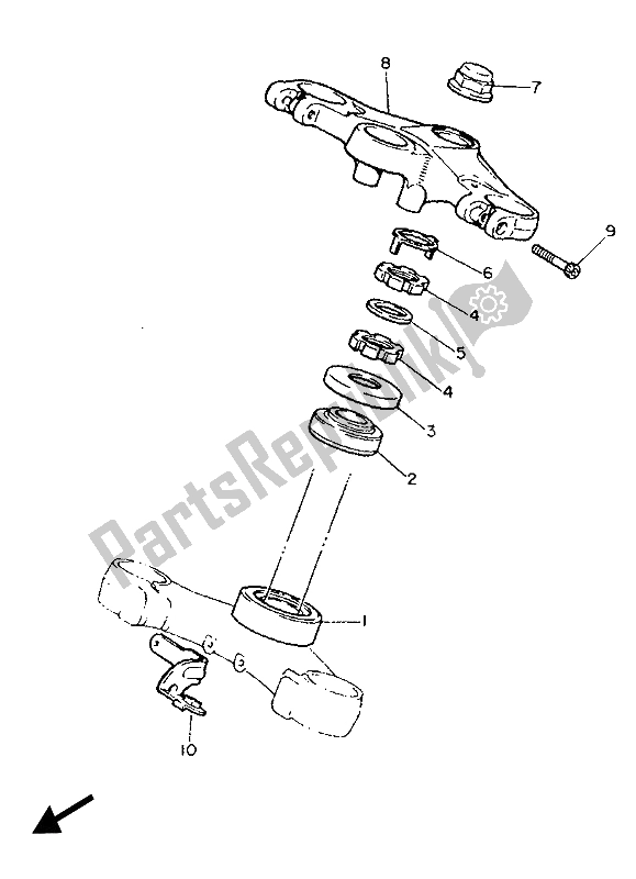 All parts for the Steering of the Yamaha FZ 750 1987