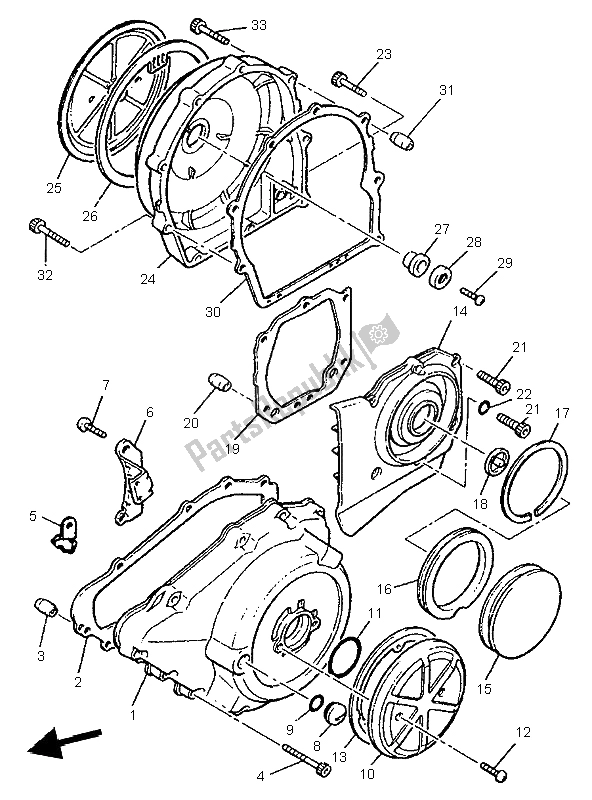 All parts for the Crankcase Cover 1 of the Yamaha V MAX 12 1200 1997