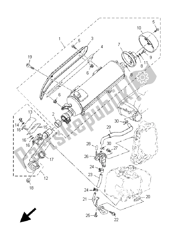 All parts for the Exhaust of the Yamaha YP 400 Majesty 2005