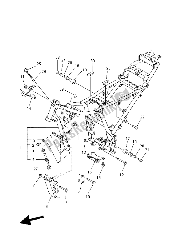 All parts for the Frame of the Yamaha XT 660R 2004