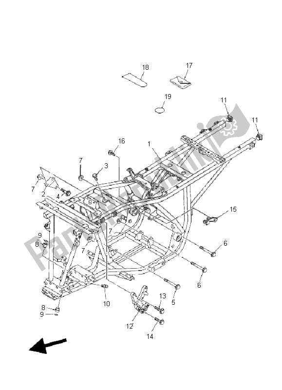 Tutte le parti per il Telaio del Yamaha YFM 250 Bruin 2005