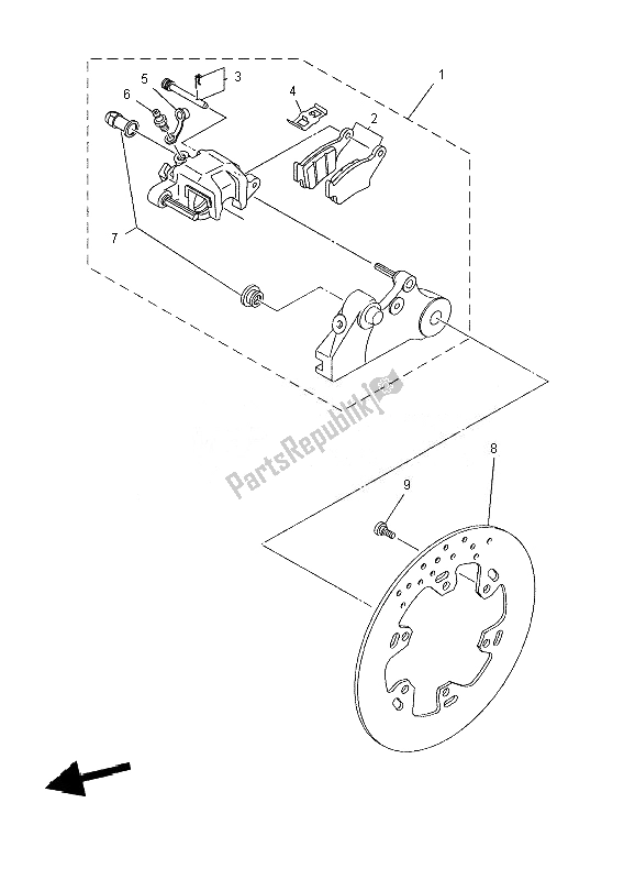 All parts for the Rear Brake of the Yamaha XT 660Z Tenere 2010