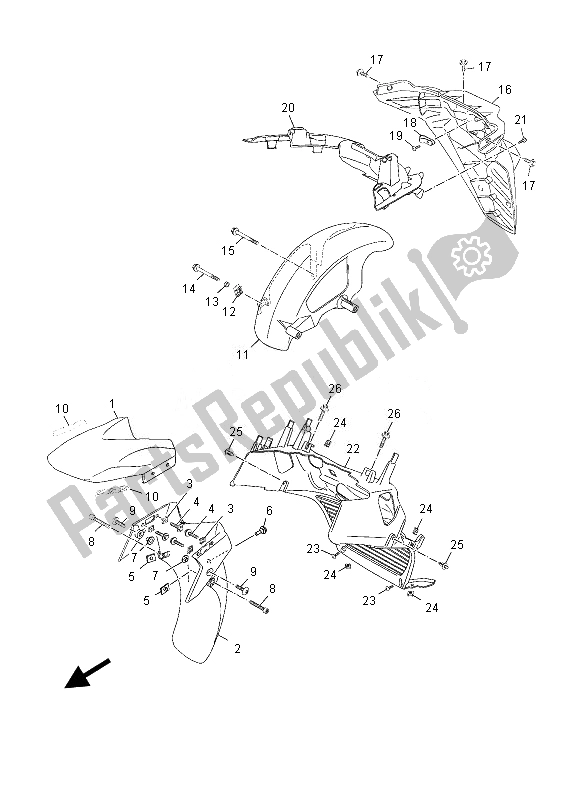 Tutte le parti per il Parafango del Yamaha YP 125 RA 2013