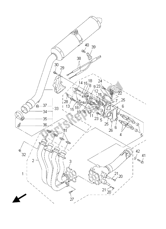 Toutes les pièces pour le échappement du Yamaha YZF R1 1000 2003