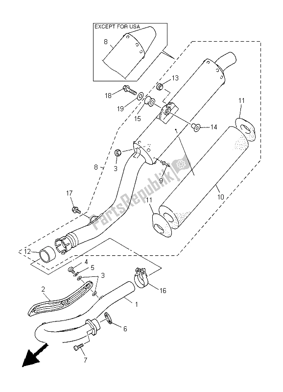 All parts for the Exhaust of the Yamaha YZ 450F 2005