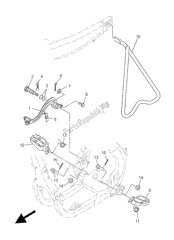 All parts for the Stand & Footrest of the Yamaha YZ 450F 2014