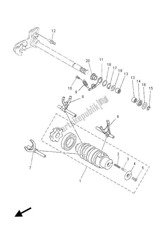 Tutte le parti per il Camma Cambio E Forcella del Yamaha XT 660Z Tenere 2012