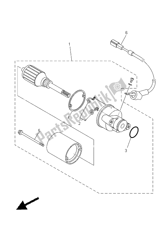 All parts for the Starting Motor of the Yamaha TT R 50E 2012