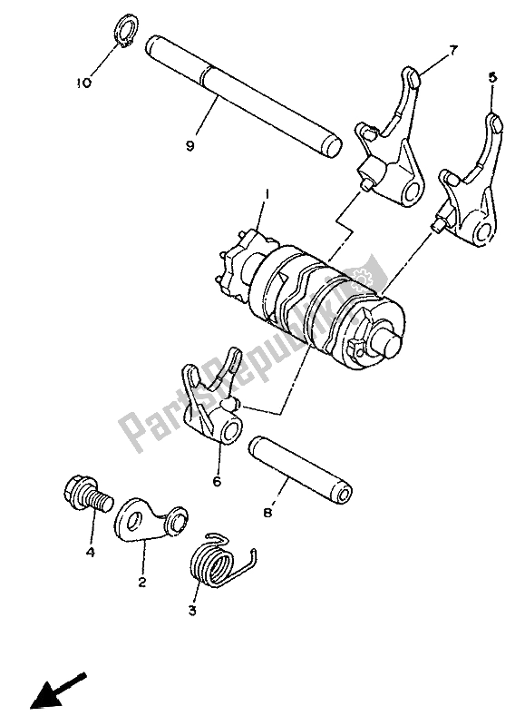 All parts for the Shift Cam & Fork of the Yamaha DT 125R 1992