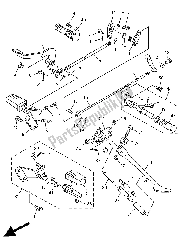 All parts for the Stand & Footrest of the Yamaha XVS 650A Dragstar Classic 1998