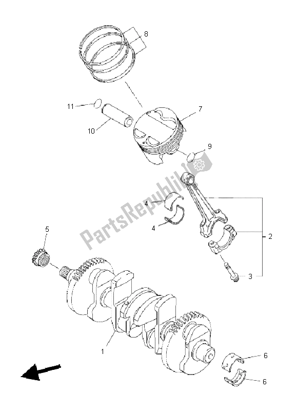 All parts for the Crankshaft & Piston of the Yamaha FZ8 SA Fazer 800 2011