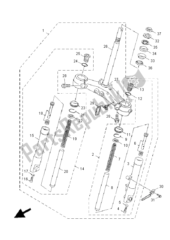 Tutte le parti per il Forcella Anteriore del Yamaha XF 50E 4T Giggle 2008