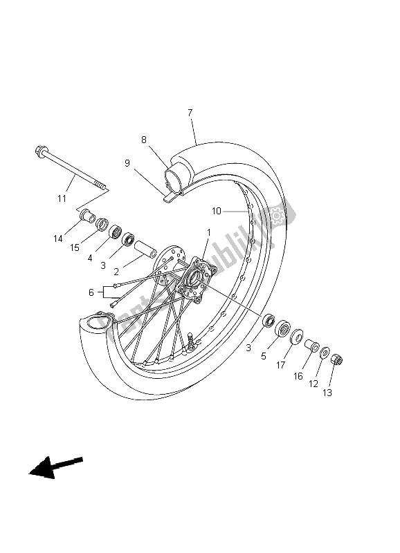 Toutes les pièces pour le Roue Avant (lw) du Yamaha TT R 125E SW LW 2004