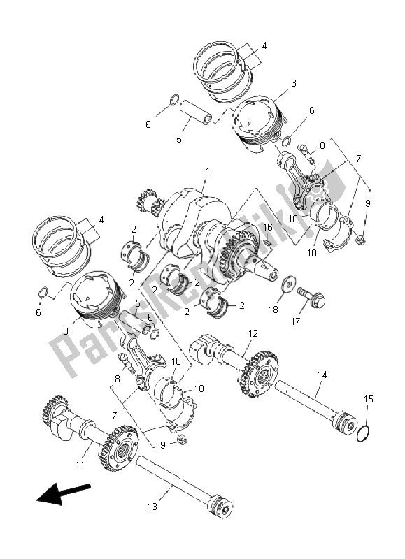 All parts for the Crankshaft & Piston of the Yamaha TDM 900A 2008