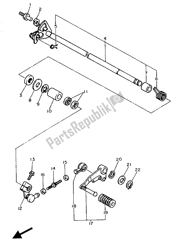 All parts for the Shift Shaft of the Yamaha FZ 750 1986