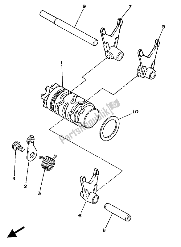 Toutes les pièces pour le Came Et Fourchette De Changement De Vitesse du Yamaha YZ 125 1989