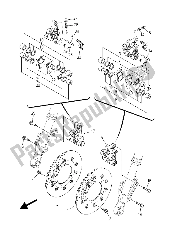 Tutte le parti per il Pinza Freno Anteriore del Yamaha XT 1200 ZE 2015