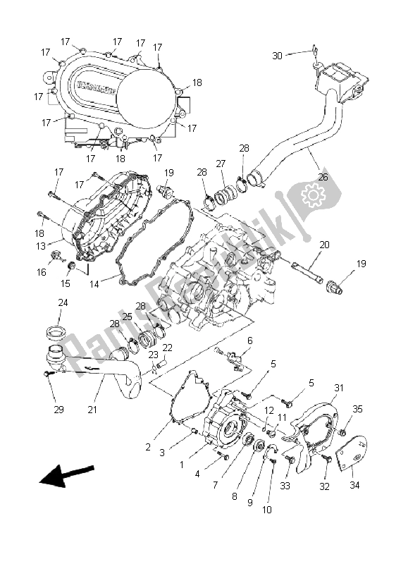 Tutte le parti per il Coperchio Del Carter 1 del Yamaha YFM 400A Kodiak 2X4 2004