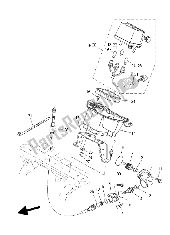 All parts for the Meter of the Yamaha YFM 350 Grizzly 2X4 2011