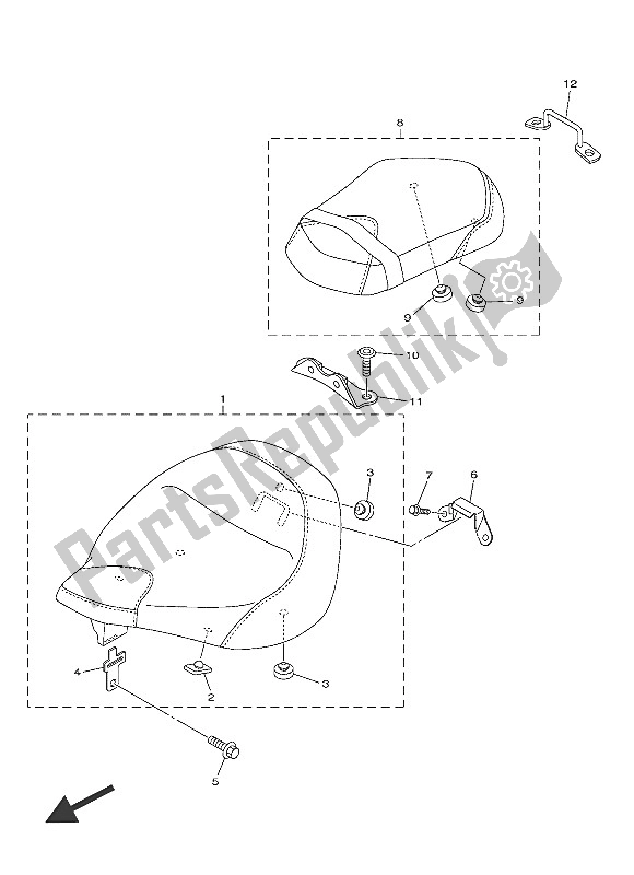 All parts for the Seat of the Yamaha XVS 950 CU 2016