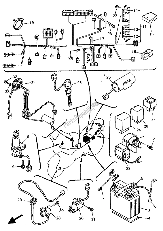 All parts for the Electrical 2 of the Yamaha GTS 1000 1993