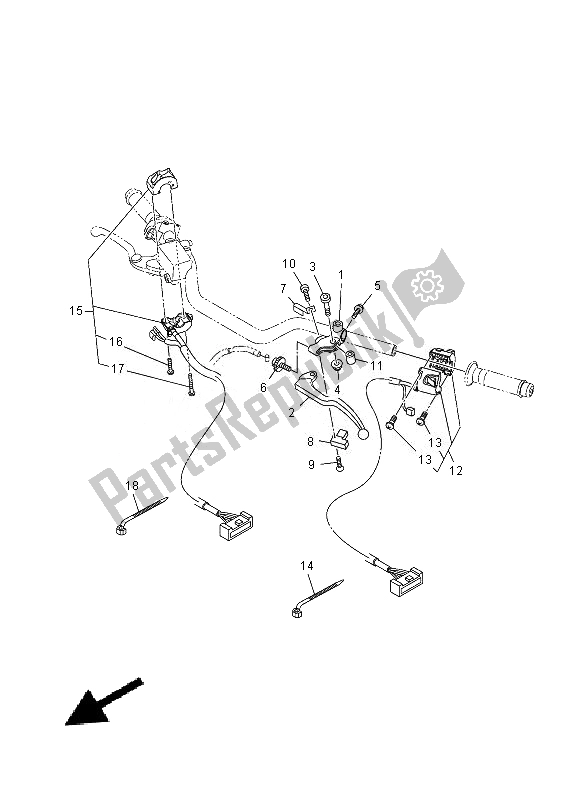 All parts for the Handle Switch & Lever of the Yamaha MT 07A 700 2014