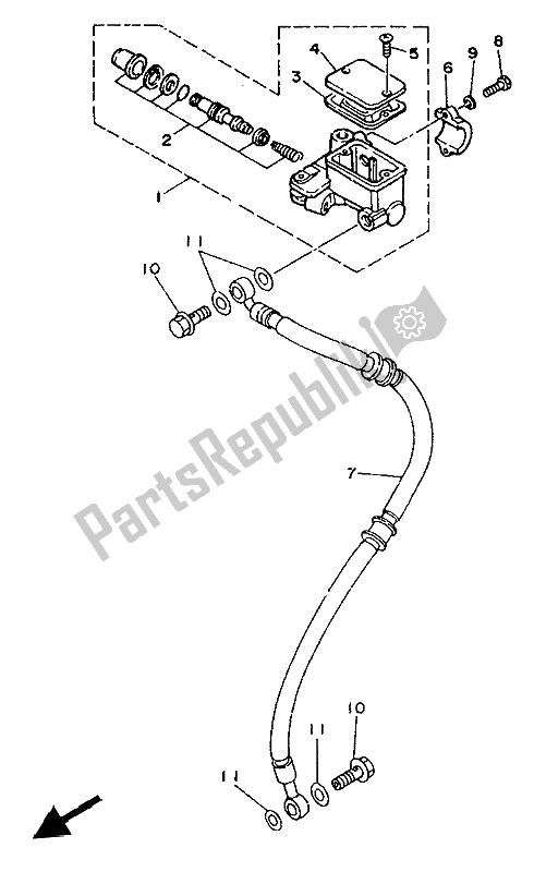 All parts for the Front Master Cylinder of the Yamaha TDR 125 1993