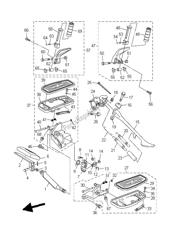 Tutte le parti per il Stand E Poggiapiedi del Yamaha XVS 1300A 2007