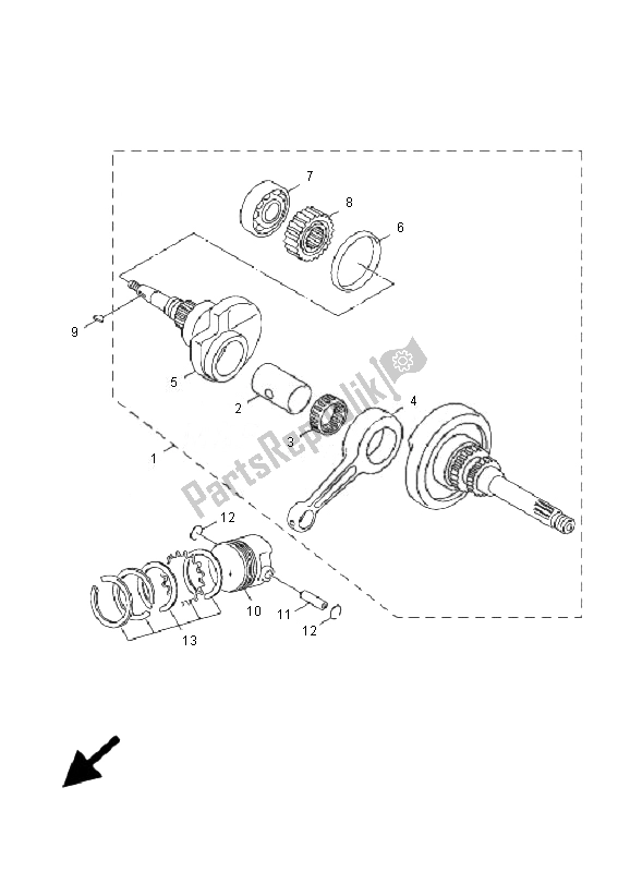 All parts for the Crankshaft & Piston of the Yamaha XC 125 Cygnus X 2007