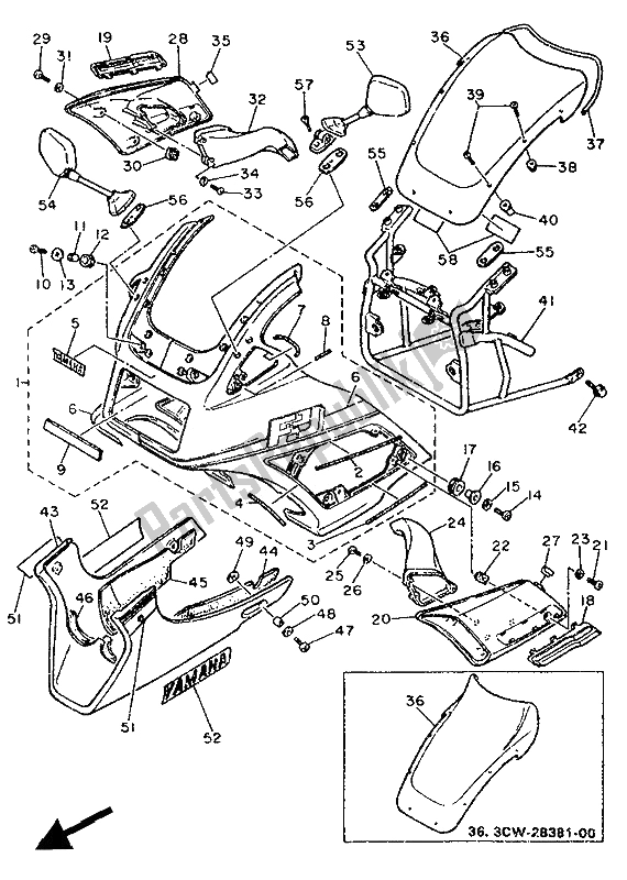 Toutes les pièces pour le Capot 1 du Yamaha FJ 1200 1990