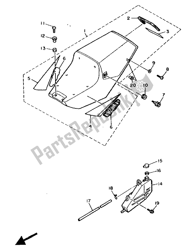 Toutes les pièces pour le Couvercle Latéral Et Réservoir D'huile du Yamaha FZR 750R 1990