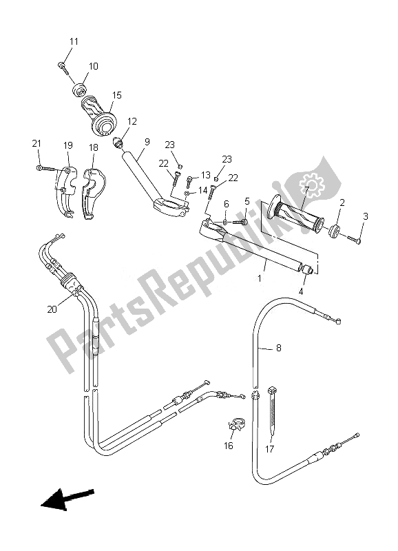 All parts for the Steering Handle & Cable of the Yamaha YZF R6 600 2007