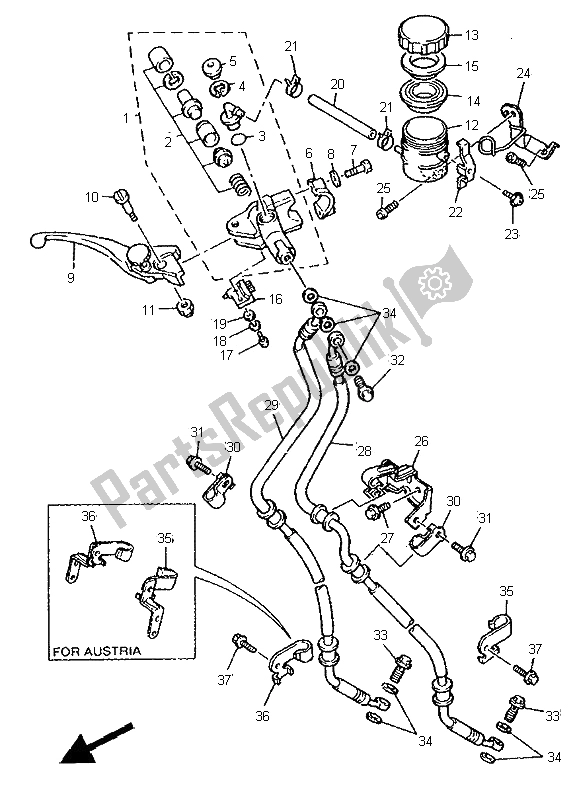 Toutes les pièces pour le Maître-cylindre Avant du Yamaha FZR 600R 1995