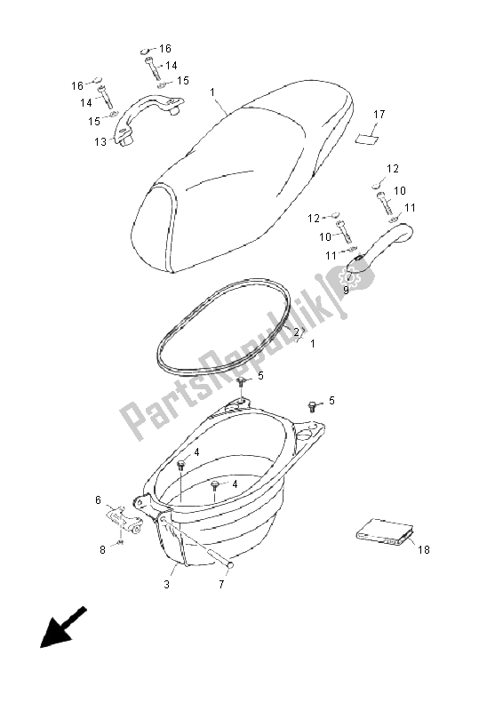 All parts for the Seat of the Yamaha YN 50R Neos 2009