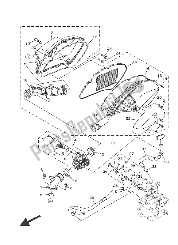 Tutte le parti per il Presa del Yamaha MW 125 2016