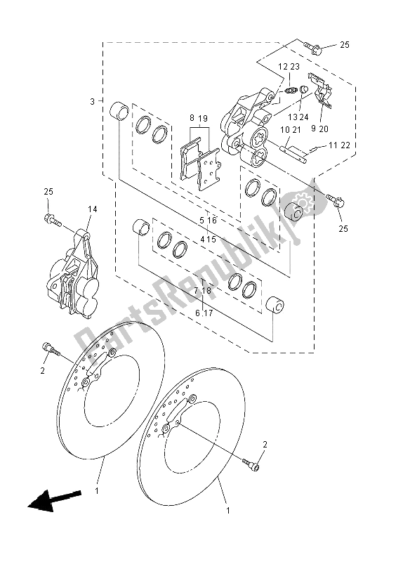 Alle onderdelen voor de Remklauw Voor van de Yamaha FZ8 S 800 2012