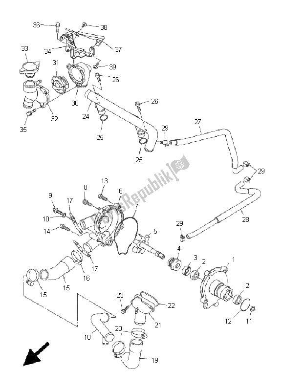 All parts for the Water Pump of the Yamaha FJR 1300A 2008