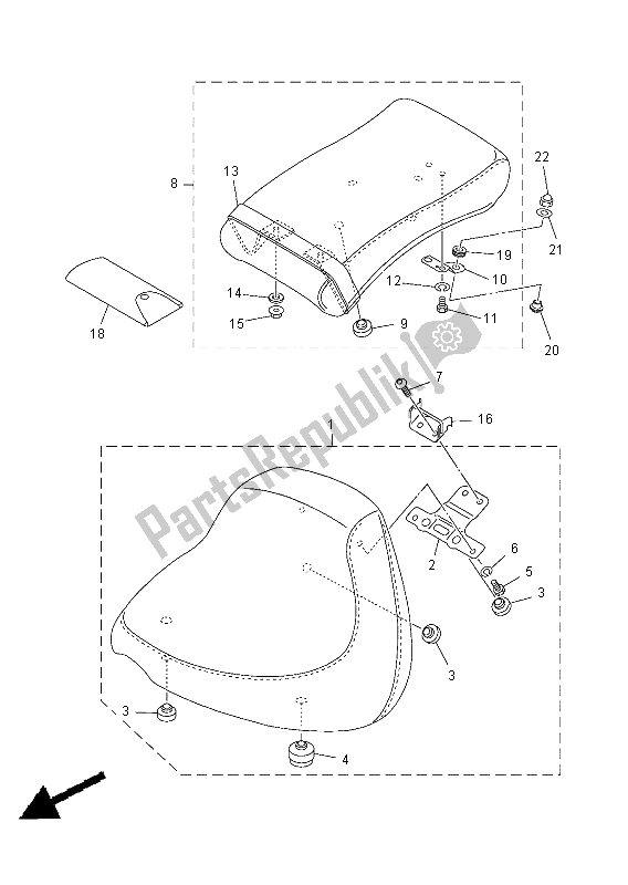 Todas las partes para Asiento de Yamaha XVS 1100 Dragstar 2001