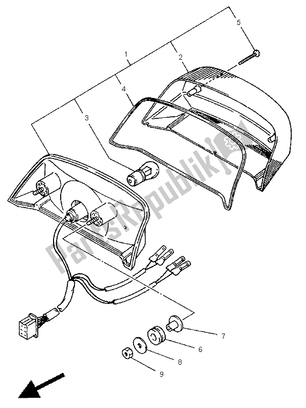 All parts for the Taillight of the Yamaha XJ 900S Diversion 1998