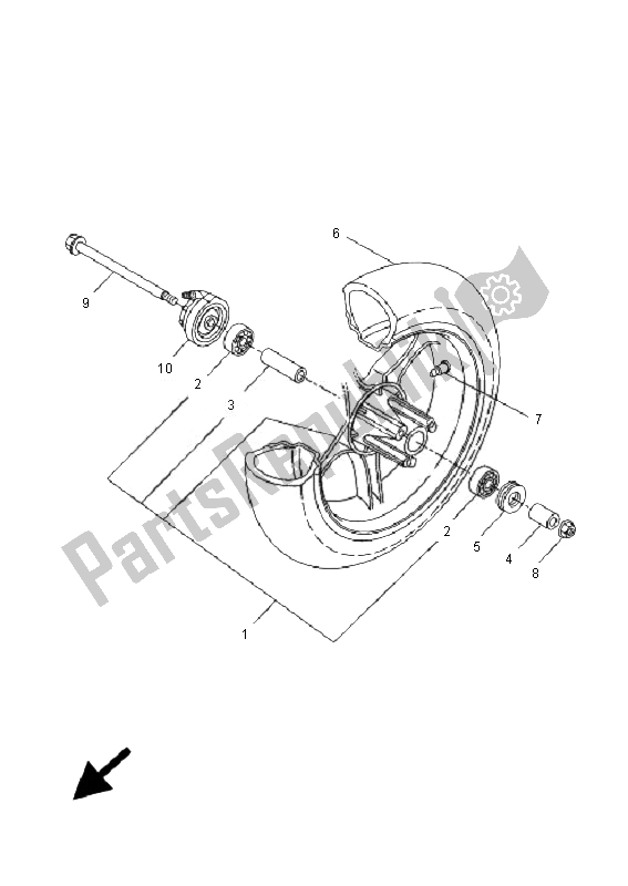 All parts for the Front Wheel of the Yamaha YQ 50R Aerox 2007