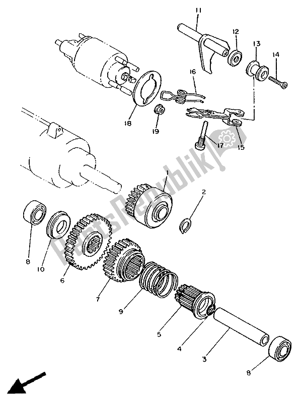 Alle onderdelen voor de Starterkoppeling van de Yamaha XV 750 Virago 1992