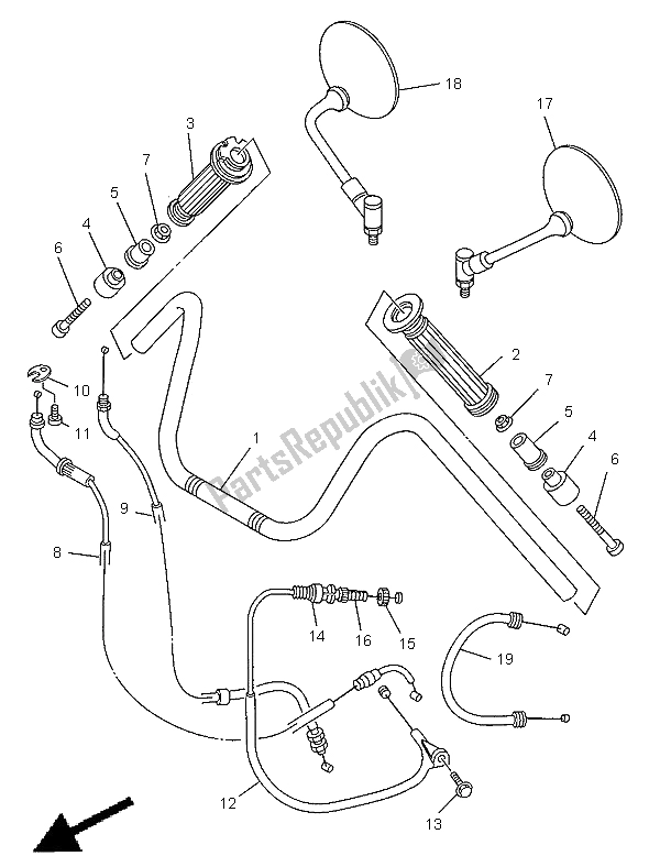 Toutes les pièces pour le Poignée Et Câble De Direction du Yamaha XV 250 S Virago 1998