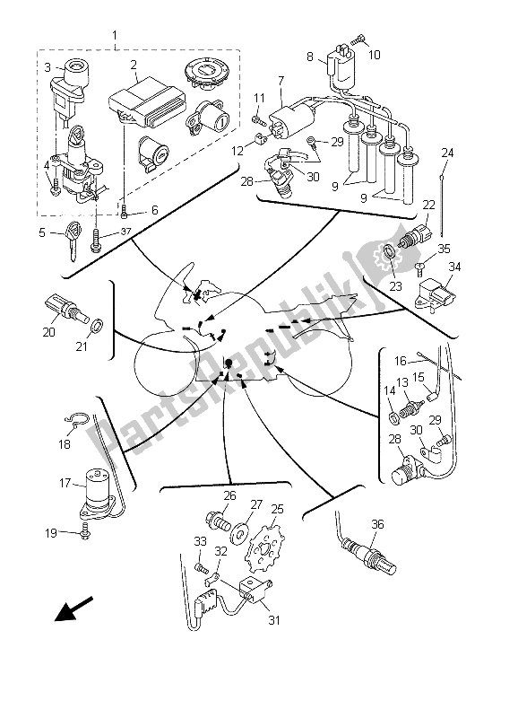 Toutes les pièces pour le électrique 1 du Yamaha FJR 1300A 2003