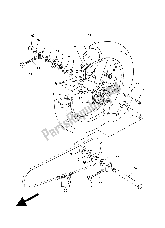 Wszystkie części do Tylne Ko? O Yamaha WR 400F 2000